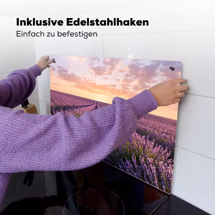 Landschap - Lavendelveld - Paars Inductie beschemer met haakjes klein -ky-ophangen-de