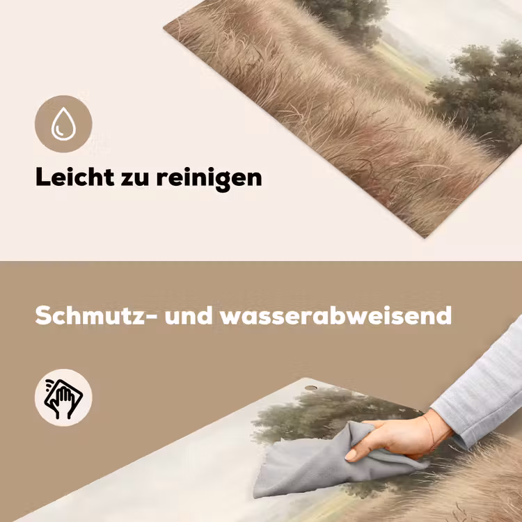 Landschap - Minimalistisch - Beige Inductie beschemer met haakjes klein -ky-schoon-de