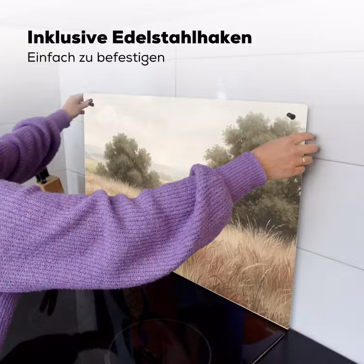 Landschap - Minimalistisch - Beige Inductie beschemer met haakjes klein -ky-ophangen-de