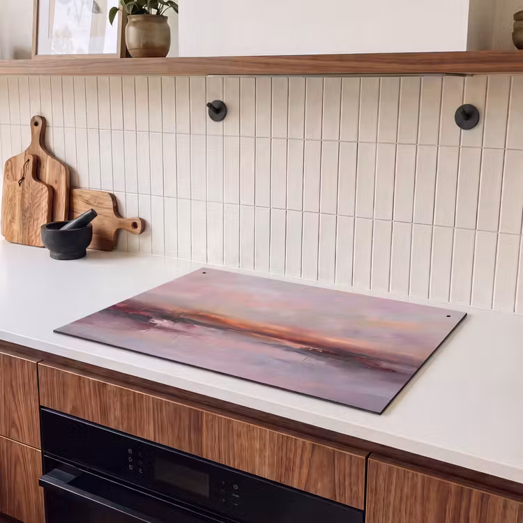 Landschap - Zonsondergang - Abstract - Modern - Roze Inductie beschemer met haakjes klein -sfeer1