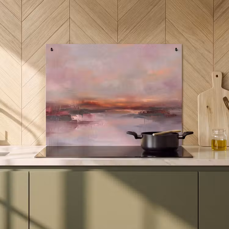 Landschap - Zonsondergang - Abstract - Modern - Roze Inductie beschemer met haakjes klein -sfeer2