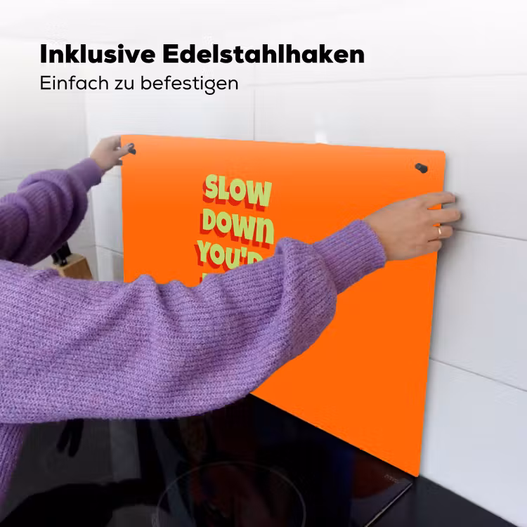 Slow down you're doing fine - Oranje - Simple Inductie beschemer met haakjes klein -ky-ophangen-de