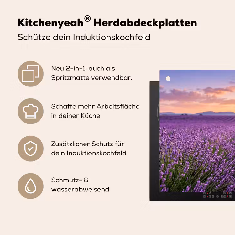 Lavendel - Veld - Natuur - Paars Inductie beschemer met haakjes klein -ky-usp-de