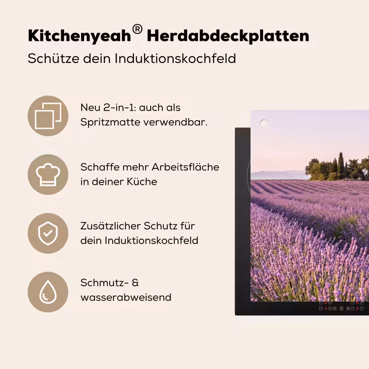 Lavendel - Landschap - Sereen - Paars Inductie beschemer met haakjes klein -ky-usp-de
