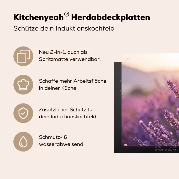 Lavendel - Paars - Zonlicht Inductie beschemer met haakjes klein -ky-usp-de