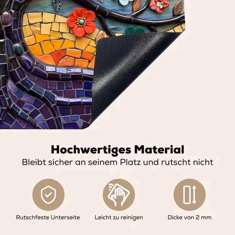 Levensboom - Mozaïek - Bloemen - Kleurrijk - Vrolijk Inductie beschemer met haakjes klein -ky-onderkant-de