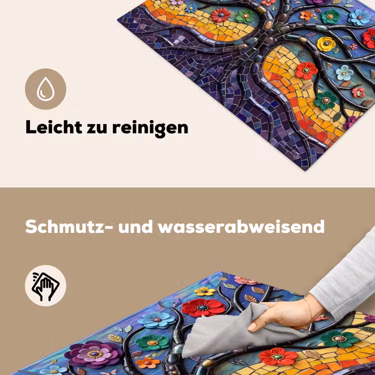 Levensboom - Mozaïek - Bloemen - Kleurrijk - Vrolijk Inductie beschemer met haakjes klein -ky-schoon-de
