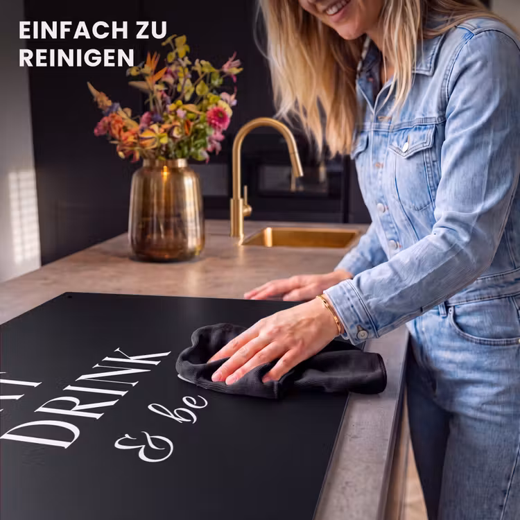 2-in-1 Herdabdeckplatte & Spritzschutz - Lebensfreude in Schwarz und Weiß — 5