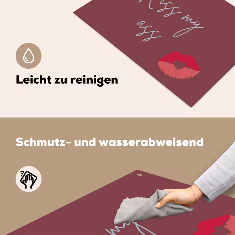 Kiss my ass - Lip - Bordeaux Inductie beschemer met haakjes klein -ky-schoon-de