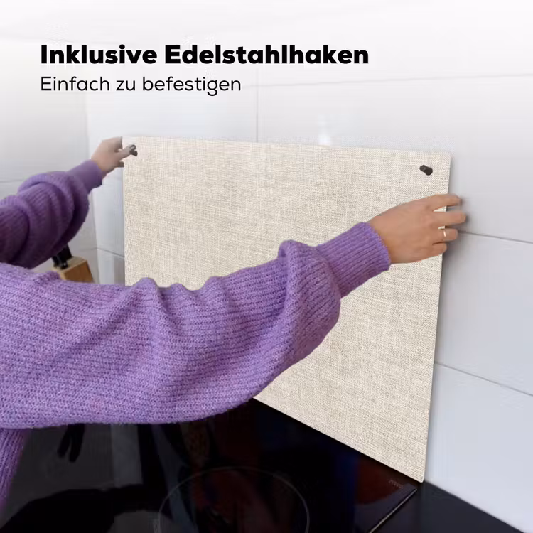 Linnen - Textuur - Beige Inductie beschemer met haakjes klein 777 -ky-ophangen-de