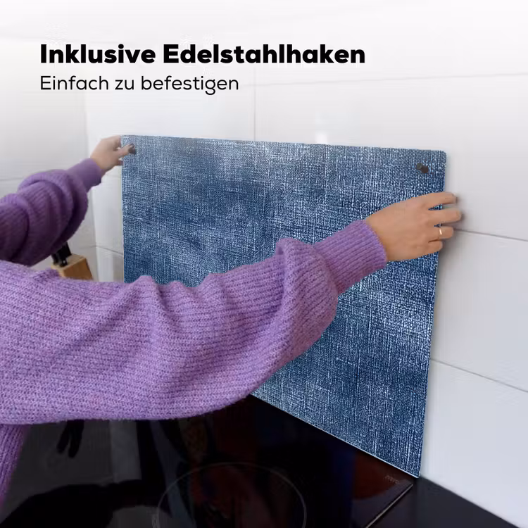 Linnen - Textuur - Patroon - Denim - Rustiek Inductie beschemer met haakjes klein 777 -ky-ophangen-de