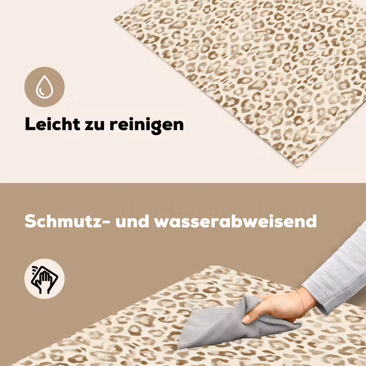 Luipaard - Klassiek - Beige Inductie beschemer met haakjes klein 777 -ky-schoon-de
