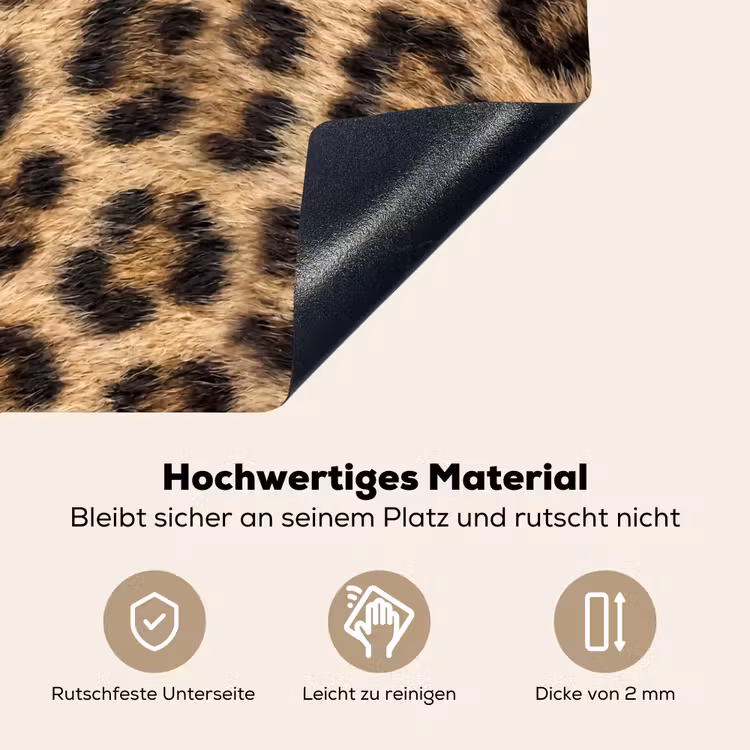 Luipaard - Vacht - Klassiek - Bruin Inductie beschemer met haakjes klein -ky-onderkant-de