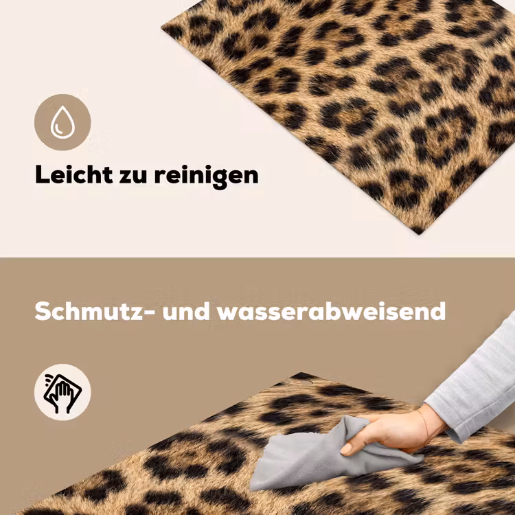 Luipaard - Vacht - Klassiek - Bruin Inductie beschemer met haakjes klein -ky-schoon-de