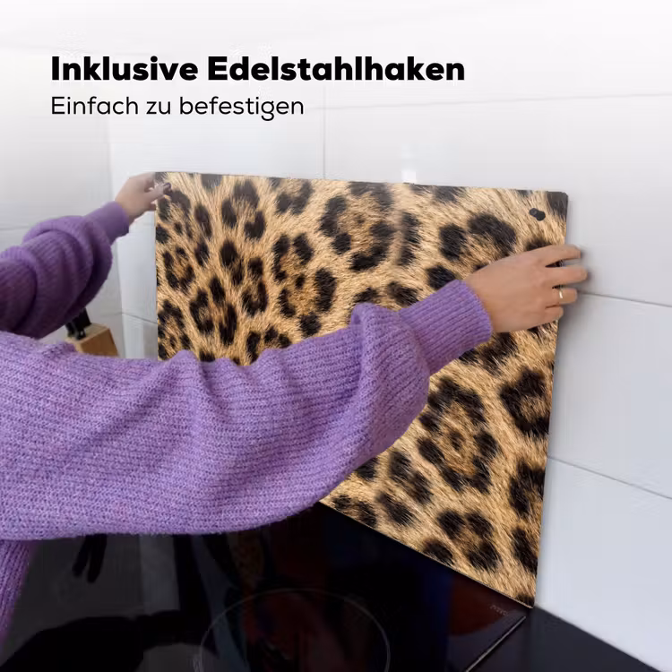Luipaard - Vacht - Klassiek - Bruin Inductie beschemer met haakjes klein -ky-ophangen-de