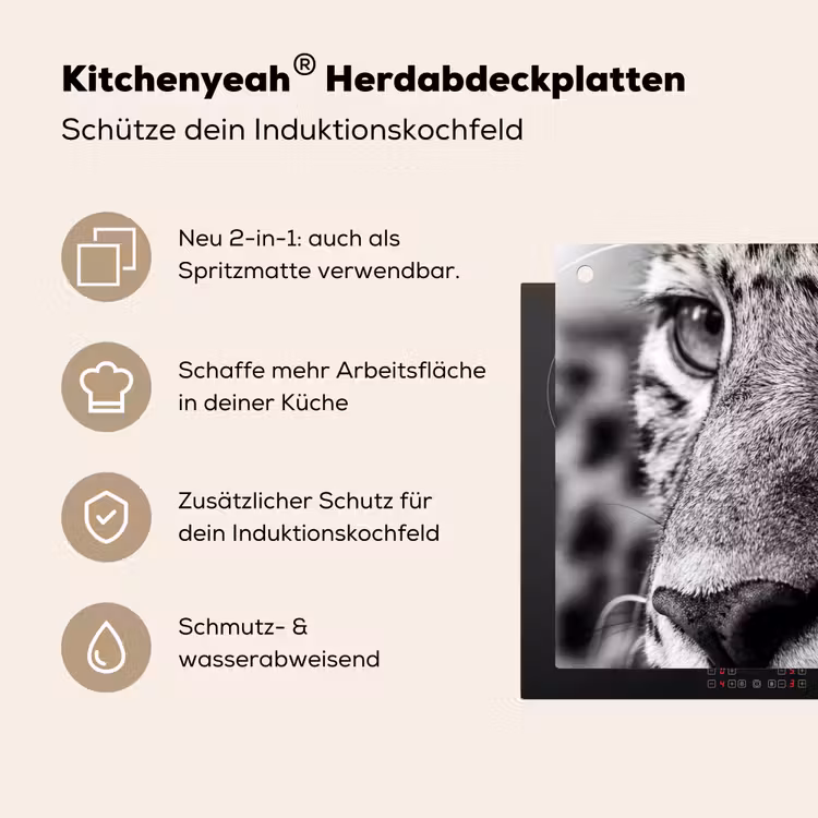 Luipaard - Zwart - Wit - Oog Inductie beschemer met haakjes klein -ky-usp-de