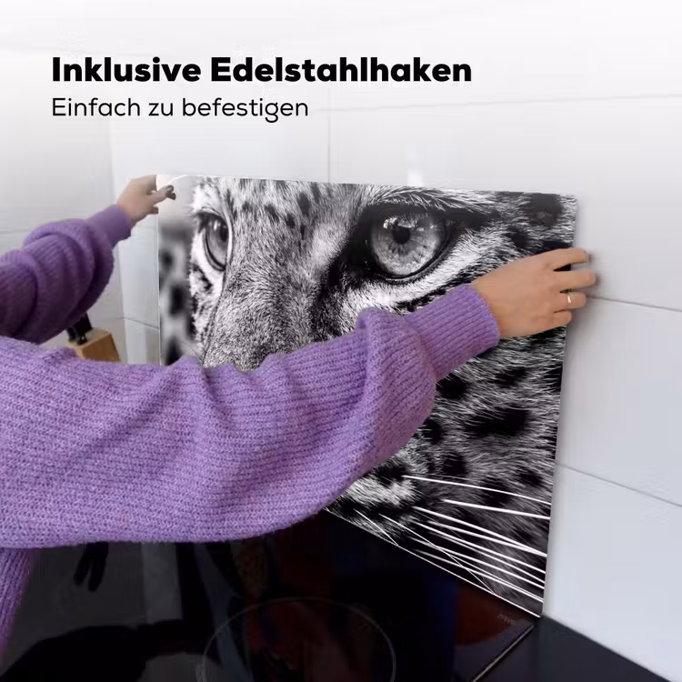 Luipaard - Zwart - Wit - Oog Inductie beschemer met haakjes klein -ky-ophangen-de
