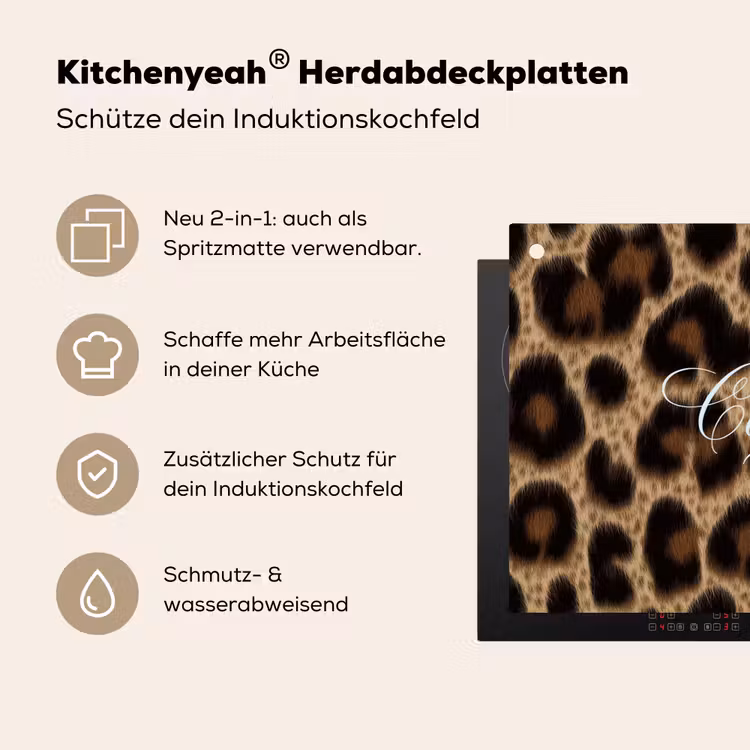 Luipaardprint - Bruin - Courage - Sierlijk Inductie beschemer met haakjes klein -ky-usp-de