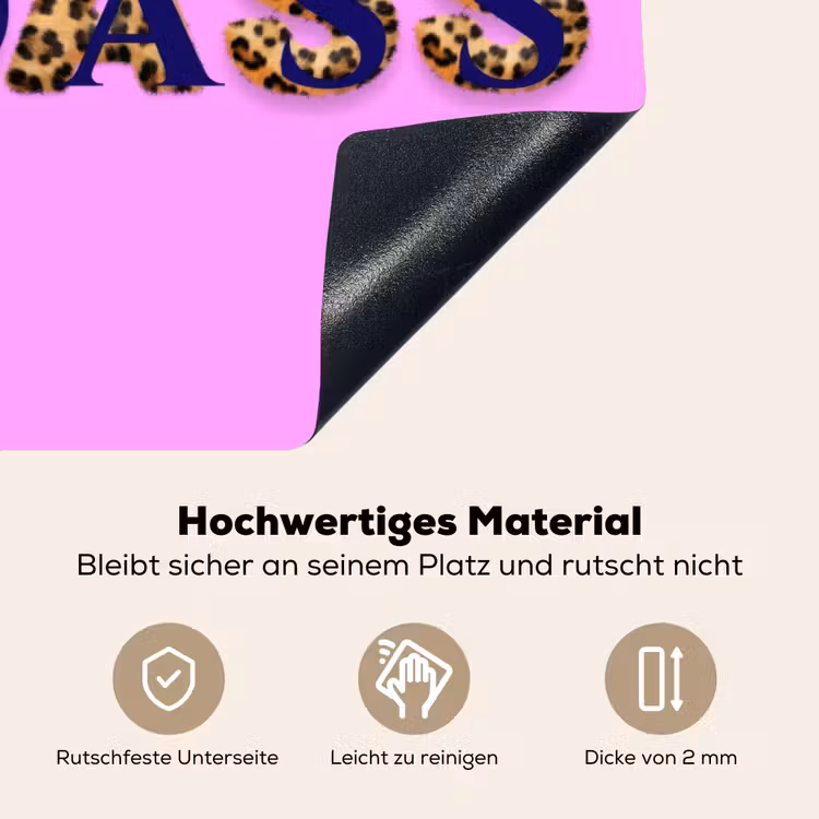 Felroze - Badass - Panterprint - Schaduw Inductie beschemer met haakjes klein -ky-onderkant-de