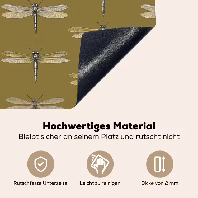Libellen - Patroon - Groen Inductie beschemer met haakjes klein 777 -ky-onderkant-de