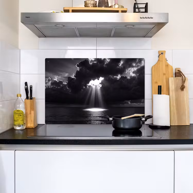 Licht - Wolken - Zee - Zwart-wit - Natuur Inductie beschemer met haakjes klein -sfeer2