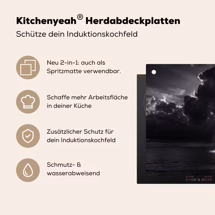 Licht - Wolken - Zee - Zwart-wit - Natuur Inductie beschemer met haakjes klein -ky-usp-de