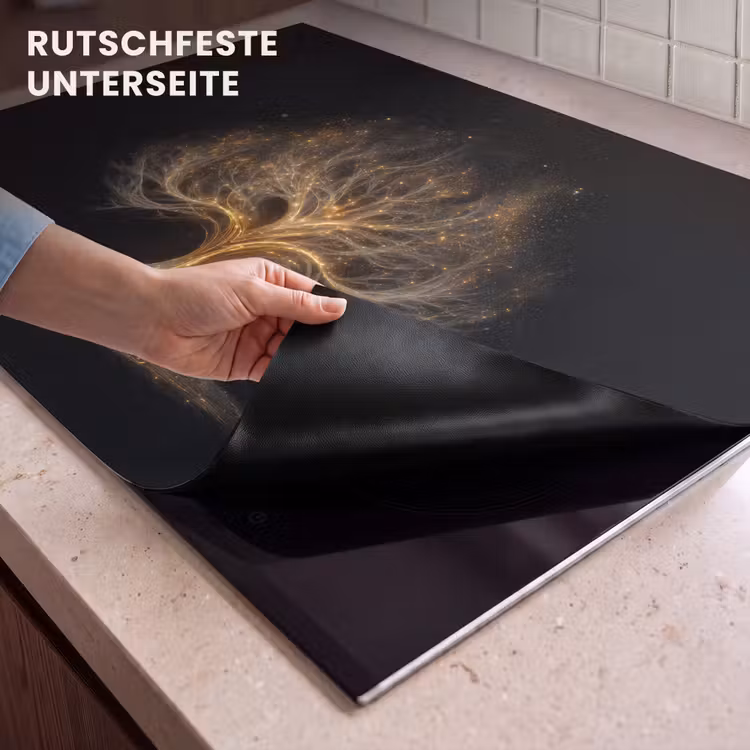 2-in-1 Herdabdeckplatte & Spritzschutz - Lichter - Baum - Abstrakt - Schwarz - Lichtjes - Boom - Abstract - Zwart Inductie beschemer met haakjes klein