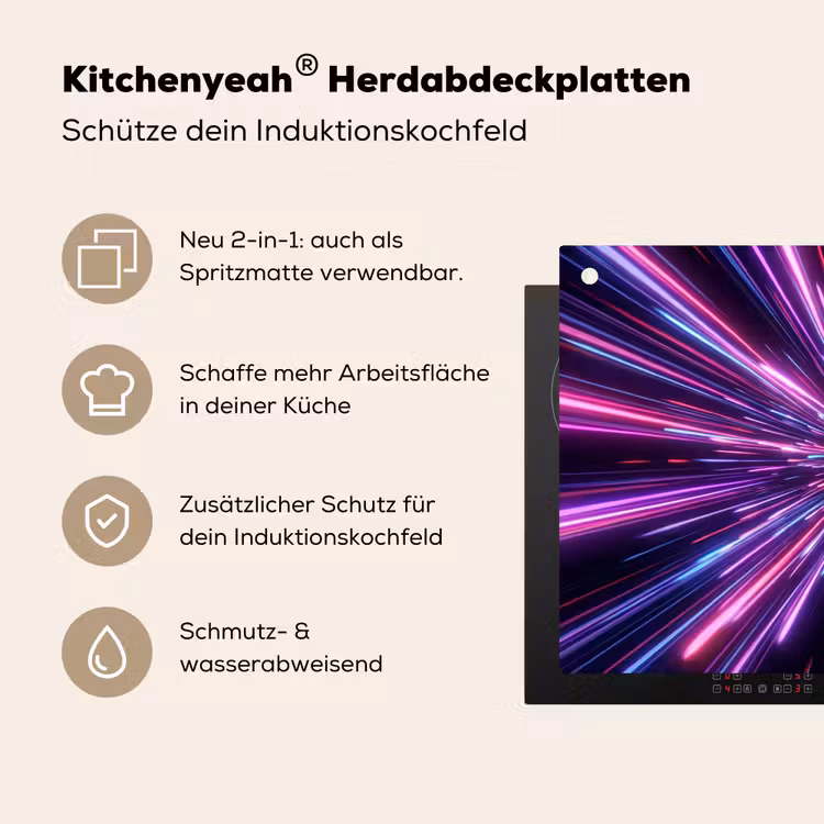 Lichtsnelheid - Ruimte - Roze - Paars Inductie beschemer met haakjes klein -ky-usp-de