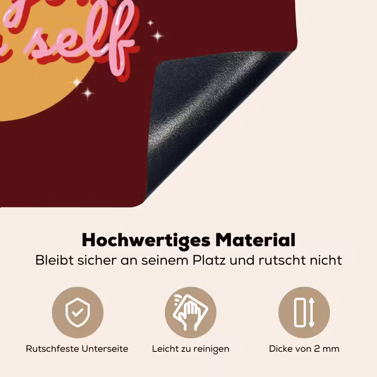 love your damn self - Cirkel - Glitter - Rood Inductie beschemer met haakjes klein -ky-onderkant-de