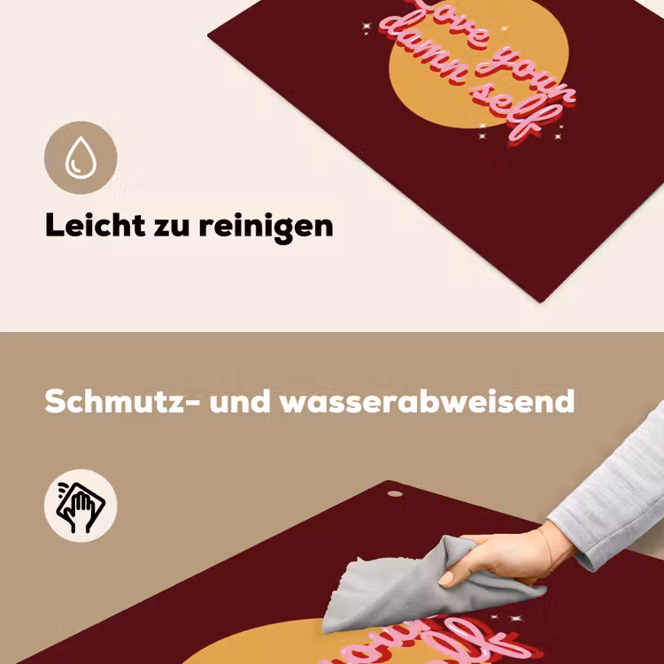 love your damn self - Cirkel - Glitter - Rood Inductie beschemer met haakjes klein -ky-schoon-de