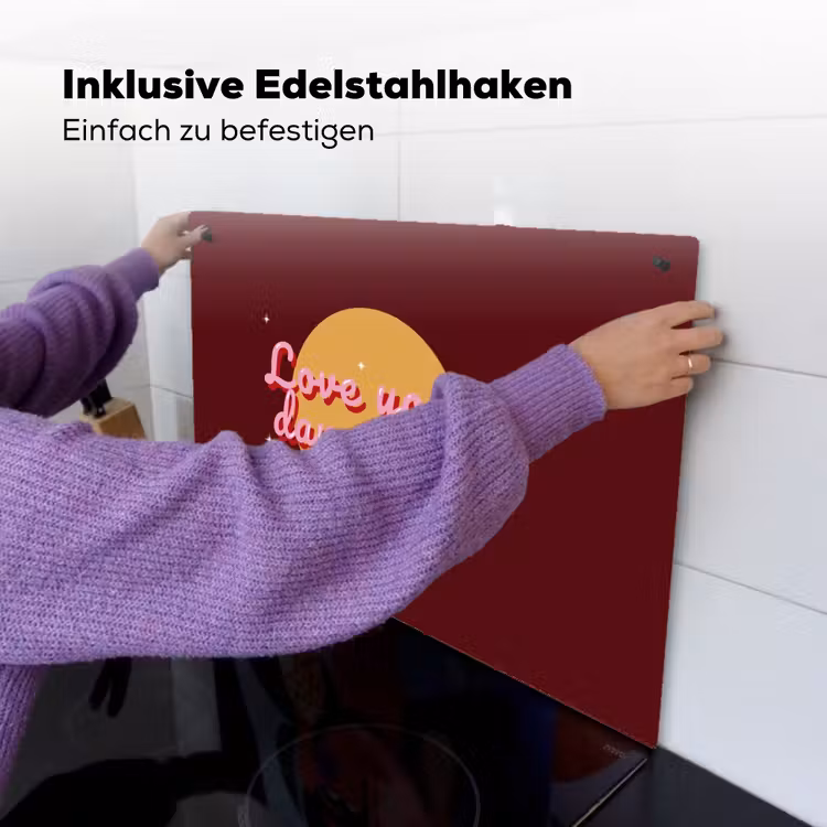 love your damn self - Cirkel - Glitter - Rood Inductie beschemer met haakjes klein -ky-ophangen-de