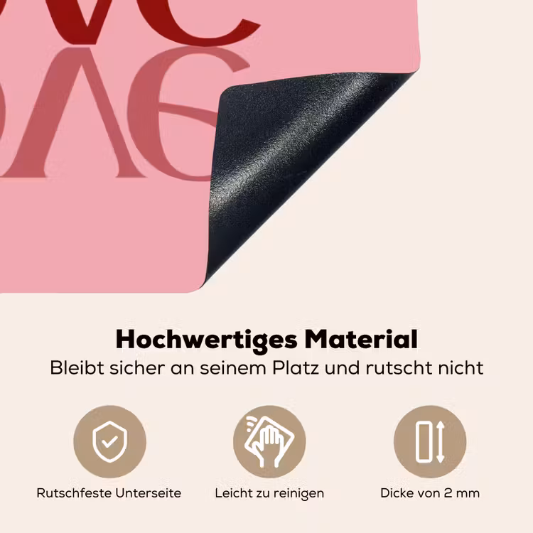 Love - Roze - Spiegeling Inductie beschemer met haakjes klein -ky-onderkant-de