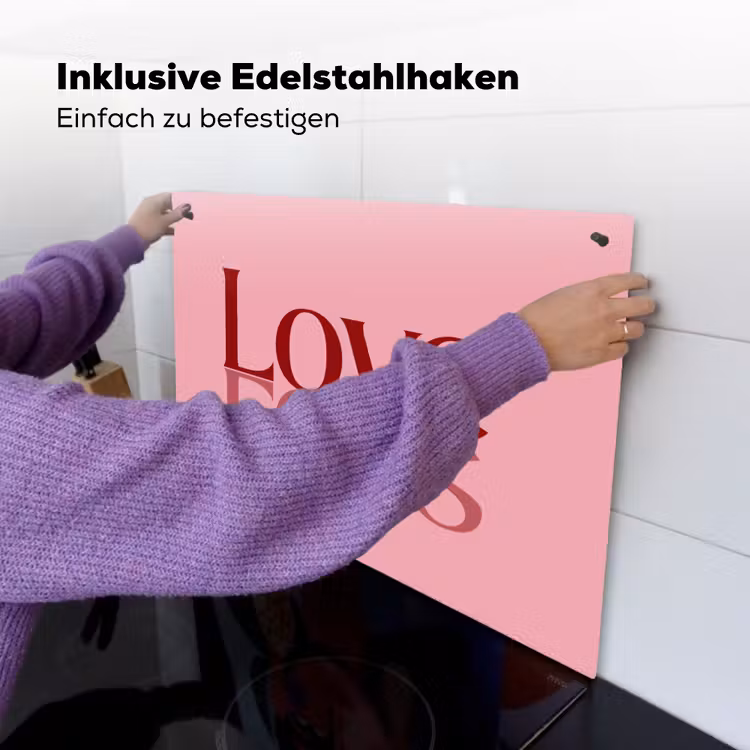 Love - Roze - Spiegeling Inductie beschemer met haakjes klein -ky-ophangen-de