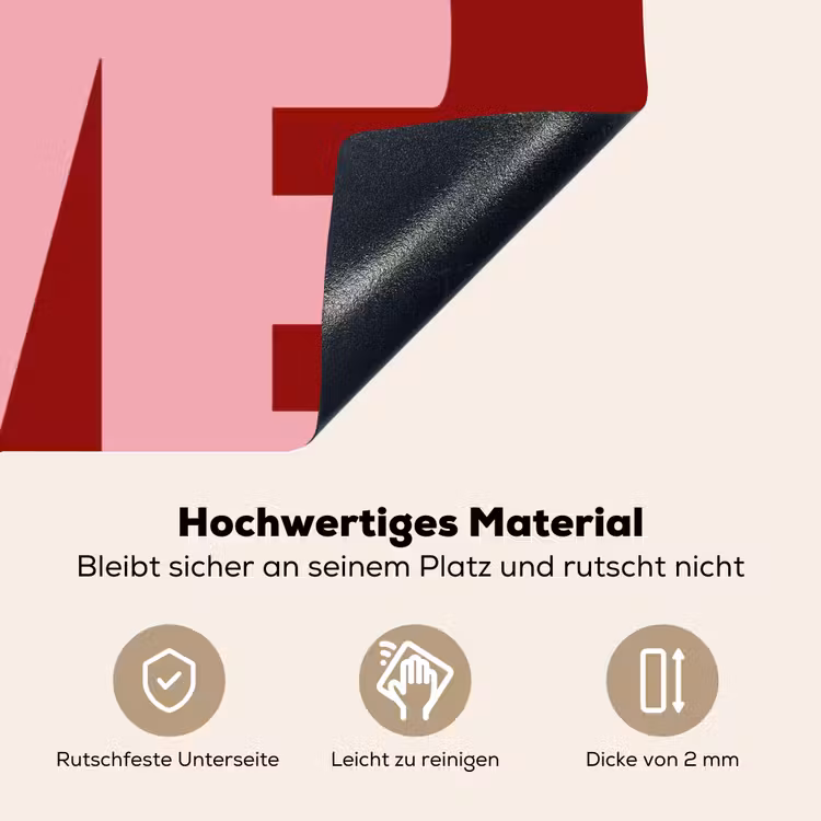 Love - Rood - Blokletters Inductie beschemer met haakjes klein -ky-onderkant-de