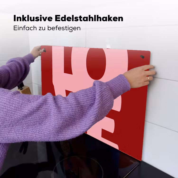 Love - Rood - Blokletters Inductie beschemer met haakjes klein -ky-ophangen-de