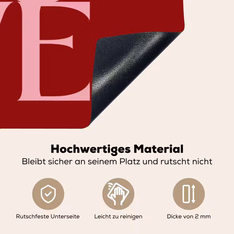 Love - Rood - Hatjes Inductie beschemer met haakjes klein -ky-onderkant-de