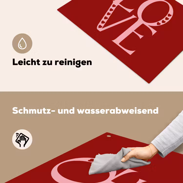 Love - Rood - Hatjes Inductie beschemer met haakjes klein -ky-schoon-de
