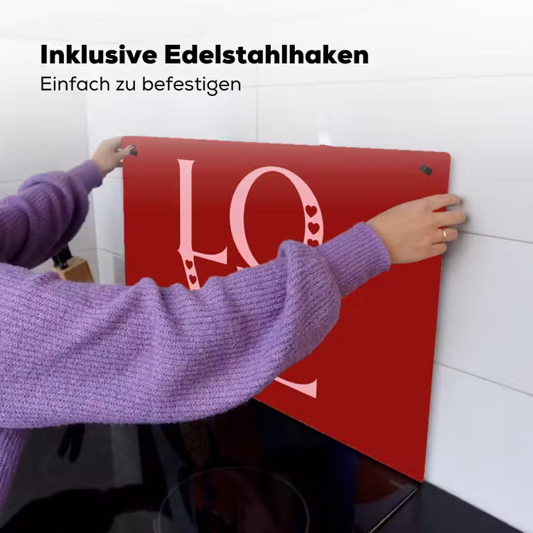 Love - Rood - Hatjes Inductie beschemer met haakjes klein -ky-ophangen-de