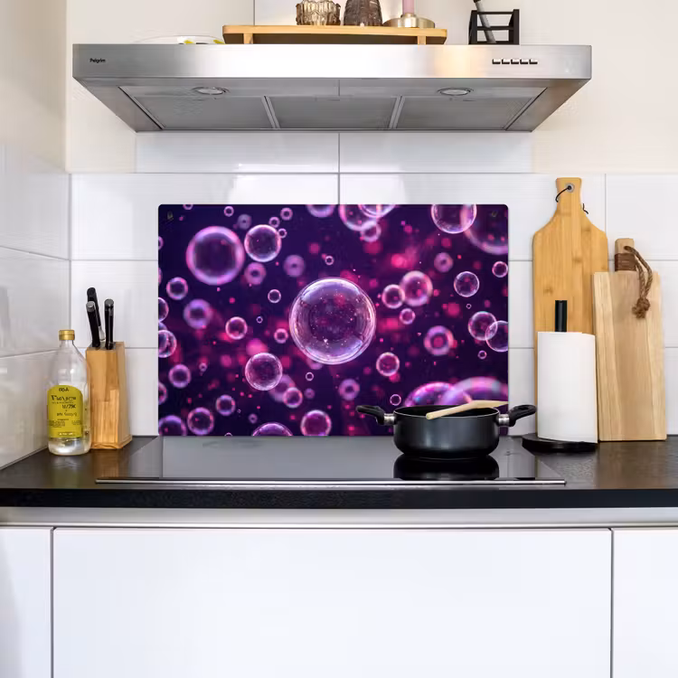 Paars - Bubbels - Schuim Inductie beschemer met haakjes klein -sfeer2