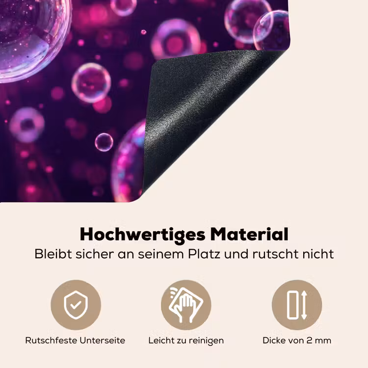 Paars - Bubbels - Schuim Inductie beschemer met haakjes klein -ky-onderkant-de