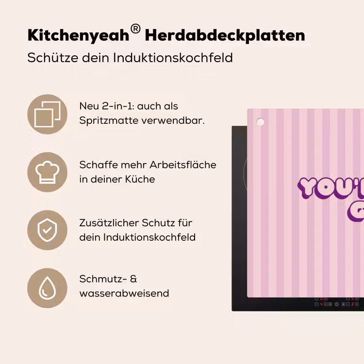 Paars - Strepen - You're doing great - Schaduw Inductie beschemer met haakjes klein -ky-usp-de