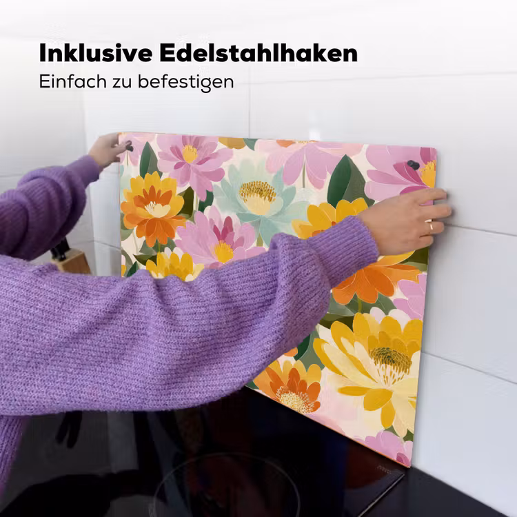 Lelies - Aquarel - Pastel Inductie beschemer met haakjes klein 777 -ky-ophangen-de
