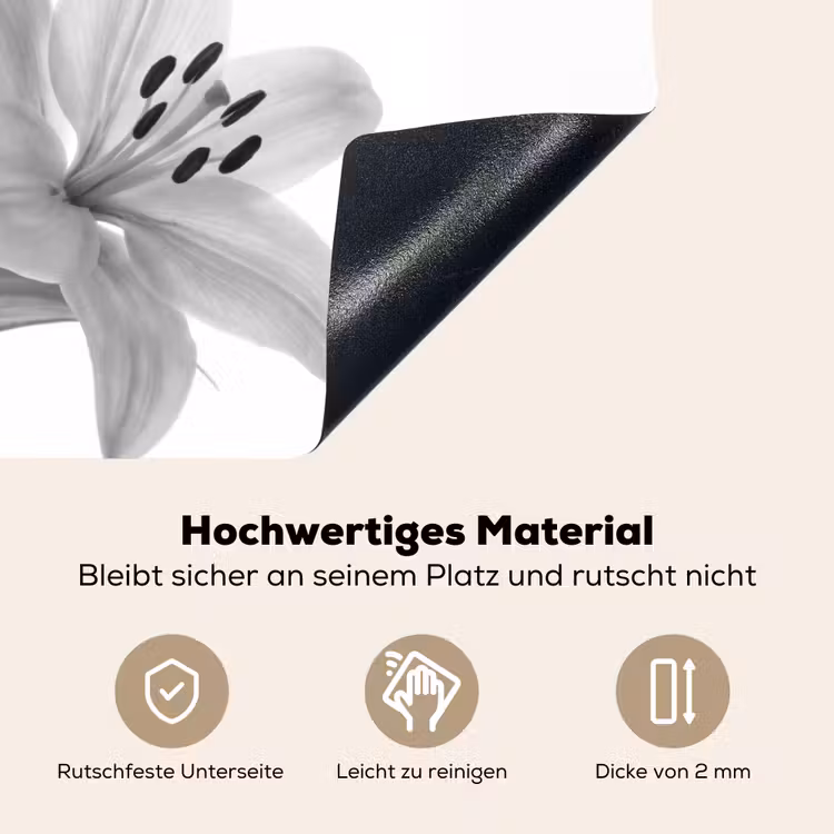 Lelies - Elegant - Zwart - Wit Inductie beschemer met haakjes klein -ky-onderkant-de