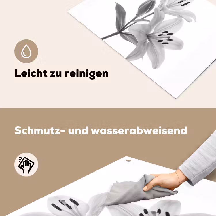 Lelies - Elegant - Zwart - Wit Inductie beschemer met haakjes klein -ky-schoon-de
