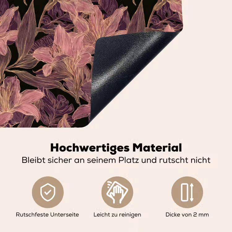 Lelies - Patroon - Paars - Goud Inductie beschemer met haakjes klein 777 -ky-onderkant-de
