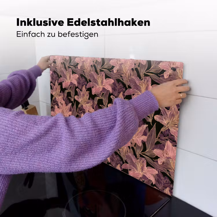Lelies - Patroon - Paars - Goud Inductie beschemer met haakjes klein 777 -ky-ophangen-de