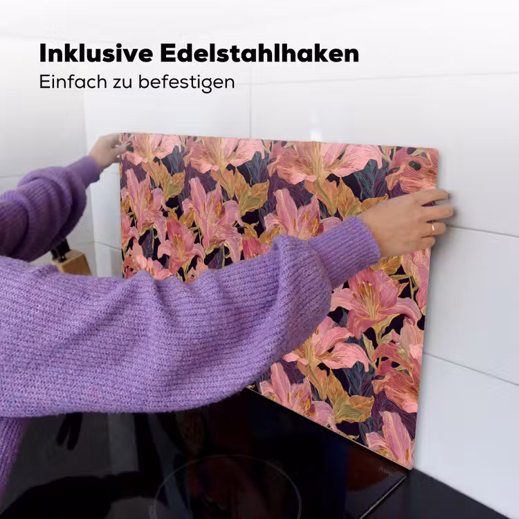 Lelies - Patroon - Roze - Goud Inductie beschemer met haakjes klein 777 -ky-ophangen-de