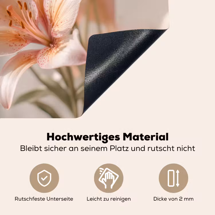 2-in-1 Herdabdeckplatte & Spritzschutz - Lilien - Staubgefäße - Rosa - Unscharf - Lelies - Meeldraden - Roze - Wazig Inductie beschemer met haakjes klein