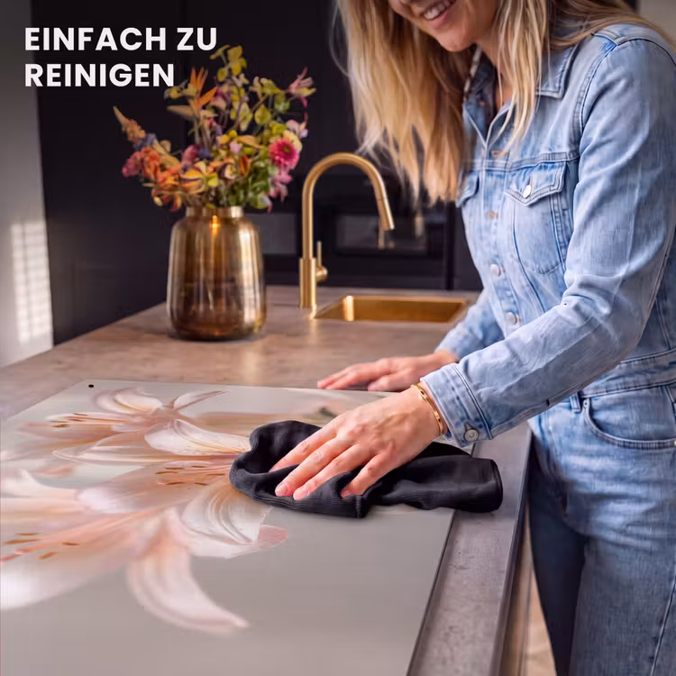 2-in-1 Herdabdeckplatte & Spritzschutz - Lilien - Staubgefäße - Rosa - Unscharf - Lelies - Meeldraden - Roze - Wazig Inductie beschemer met haakjes klein