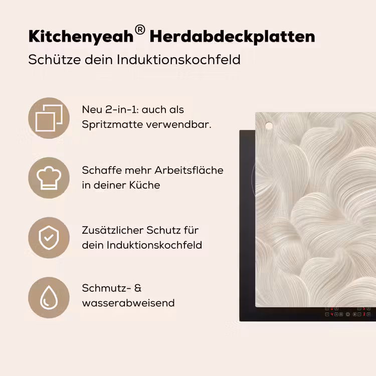 Lijnen - Waaier - Beige Inductie beschemer met haakjes klein 777 -ky-usp-de